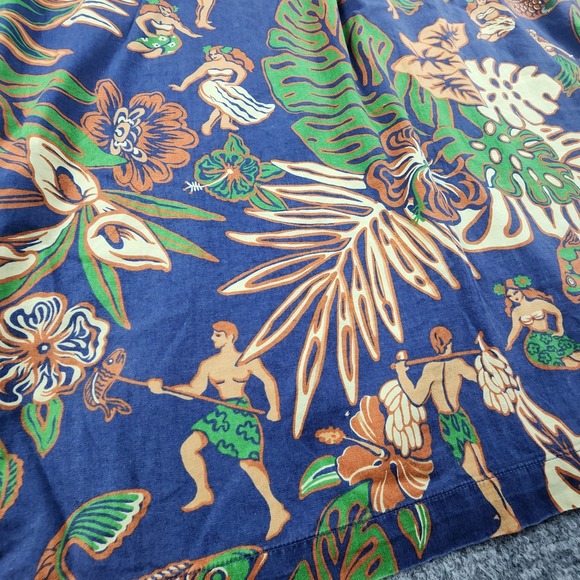 Vintage Polo Sport Ralph Lauren Hawaiian Shirt Mens L Hula Girl Luau Button Flaw - Picture 6 of 10